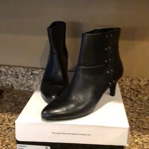 Black real leather ankle boot